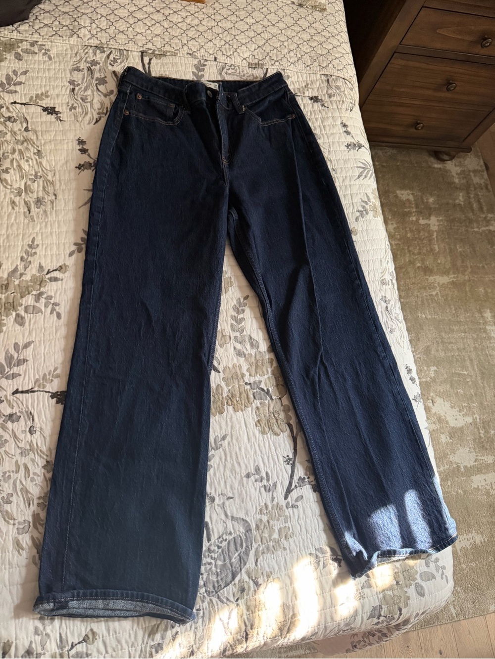 Abercrombie & Fitch Dark Blue Wide-Leg Jeans curve love - Picture 2 of 4